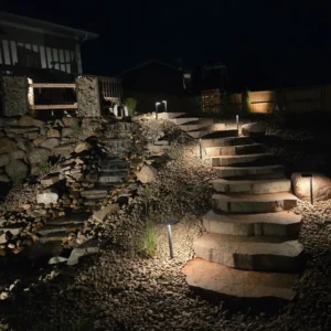rapid city landscaping stairs nighttime lighting
