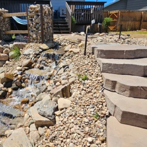 rapid city landscaping waterfall stairs